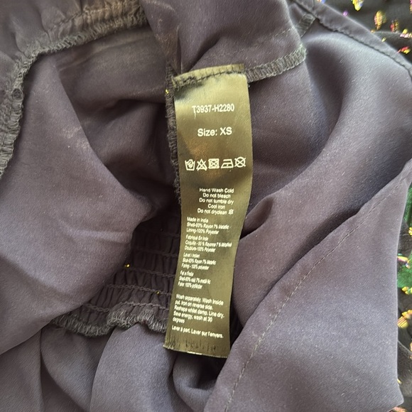 CIEBON Geena Metallic Navy Chiffon Knot Front Long Sleeve Peplum Top XS - Picture 12 of 12